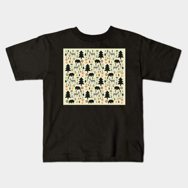 Winter bears, deer and foxes Kids T-Shirt by cocodes